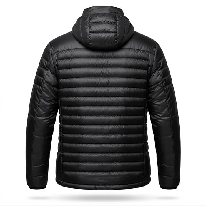 Quechua Men’s Poly Down Jacket – Black Hybrid Insulated Jacket